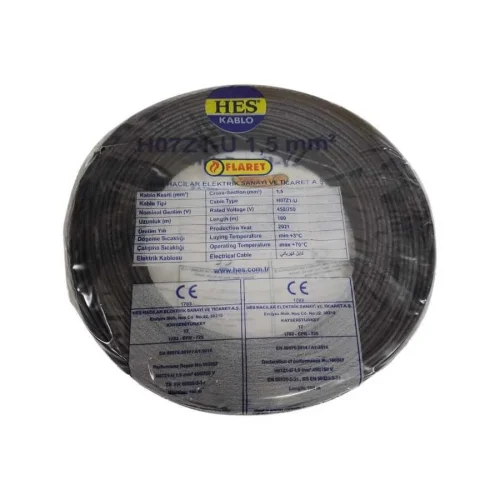 HES H07Z1-U 1,5 mm² Siyah NYA Halogen Free Kablo - 1