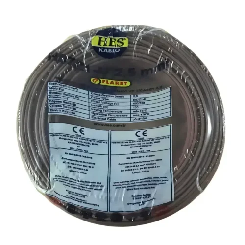 HES H07Z1-U 2,5 mm² Kahve Renk NYA Halogen Free Kablo - 1