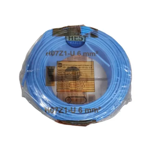HES H07Z1-U 6 mm² Mavi NYA Halogen Free Kablo - 1