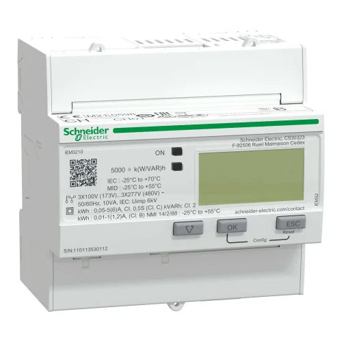 Schneider Electric A9MEM3210 iEM3210 Akım Trafosu Bağlantılı 3-faz kWH Ölçer Darbe Çıkışlı - 1