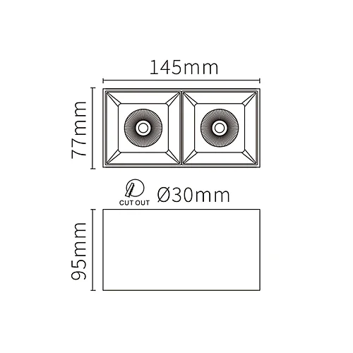 Jüpiter LC606 Alüminyum 2x10W / 45° 145x77x95 Siyah-Altın 2’li LED Tavan Armatürü IP20 - 2