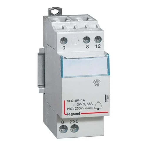 Legrand 413091 Raya Montaj Etiketli Zil Trafosu 230/12V-8V Ac 2Modül Güç 8Va - 1