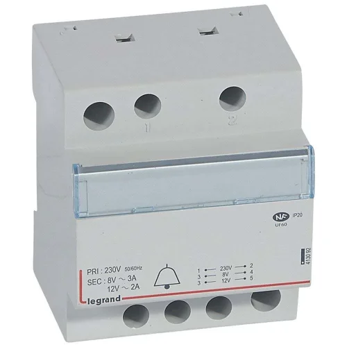 Legrand 413092 Raya Montaj Etiketli Zil Trafosu 230/12V-8V Ac 2Modül Güç 24Va - 1