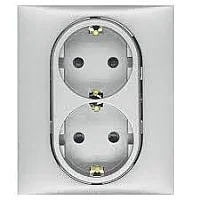 Legrand 768216 Raventi Ikılı Topraklı Prız Alüminyum - 1