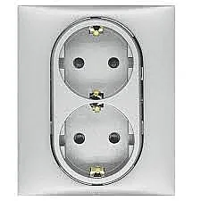 Legrand 768216 Raventi Ikılı Topraklı Prız Alüminyum - 1