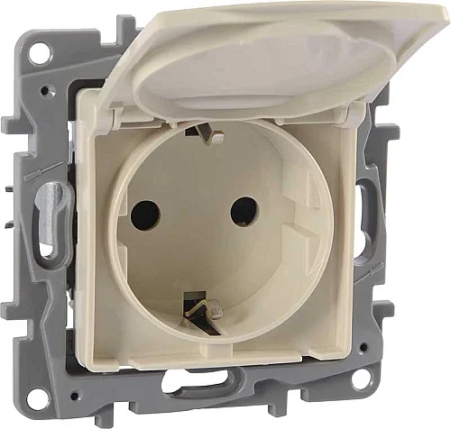 Legrand 768418 Raventi Kapaklı Topr Prız Krem - 1