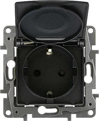 Legrand 768618 Raventi Kapaklı Topr Prız Sıyah - 1