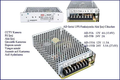 Meanwell Ad-55A 13.8VDC 3.5A Ups Fonksiyonlu Akü Şarj Güç Kaynağı - 3
