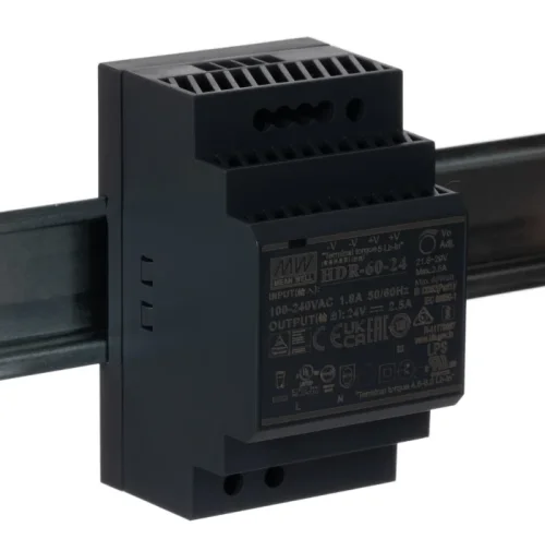 Meanwell HDR-060-24 24VDC Ultra İnce HDR DIN Ray Güç Kaynağı / 24VDC 2,5A 1 Çıkışlı 60W Anahtarlama Modu - 1