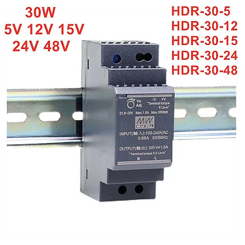 Meanwell Hdr-30-12 12V 2.0A Ray Montaj Ekonomik Seri İnce Güç Kaynağı - 6