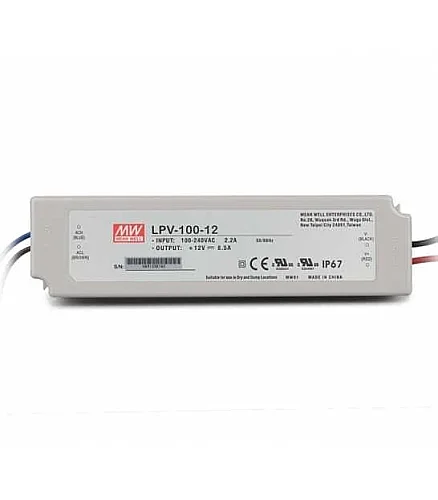 Meanwell Lpv-100-12 Güç Kaynağı 12V 8.5A Ip67. Plastik İnce Slim Güç Kaynağı Led Trafo - 1