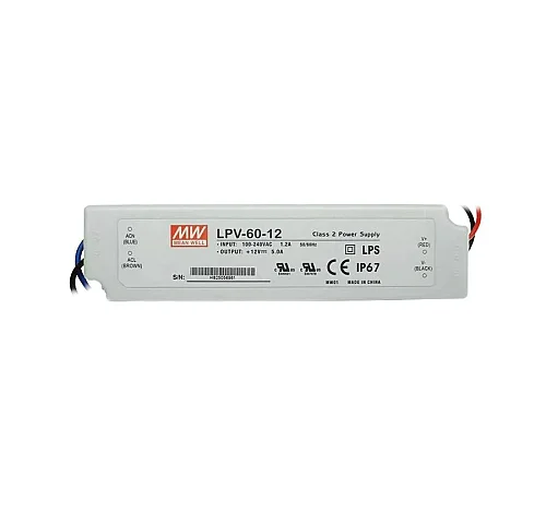 Meanwell Lpv-60-12 12V 5A Led Güç Kaynağı Adaptör Dar İnce Slim Led Trafo - 1