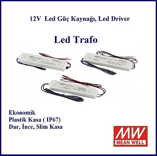 Meanwell Lpv-60-12 12V 5A Led Güç Kaynağı Adaptör Dar İnce Slim Led Trafo - 2