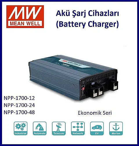 Meanwell Npp-1700-12 Akü Şarj Cihazı 12V 85A 300-1000Ah Battery Charger - 7