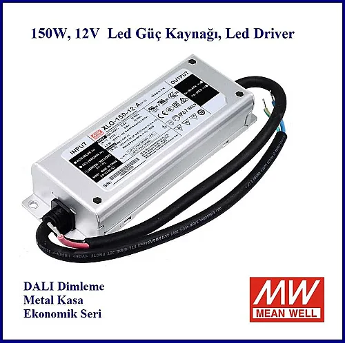 Meanwell Xlg-150-12 Metal Kasa Dış Mekan Ip67 Led Trafo 12VDC 12.5A Sabit Voltaj Şerit Led Adaptör Led Driver Dalı Dimli - 3
