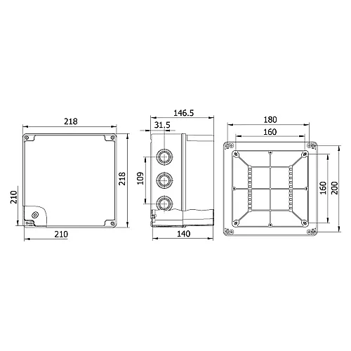 Mete Enerji 40205205 210X210X140 Termoplastik Buat Derin Kapaklı Gri - 2