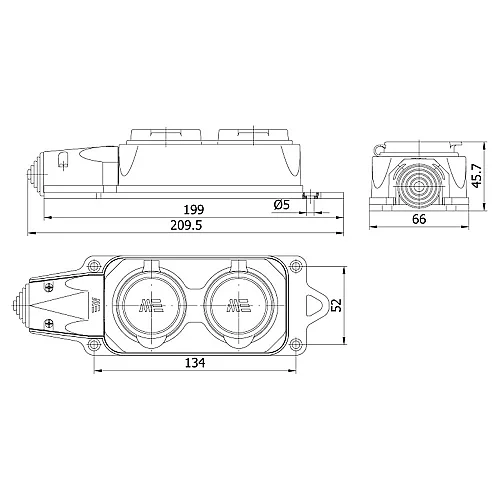 Mete Enerji 404014 1X16A 3'lü Grup Priz - 2