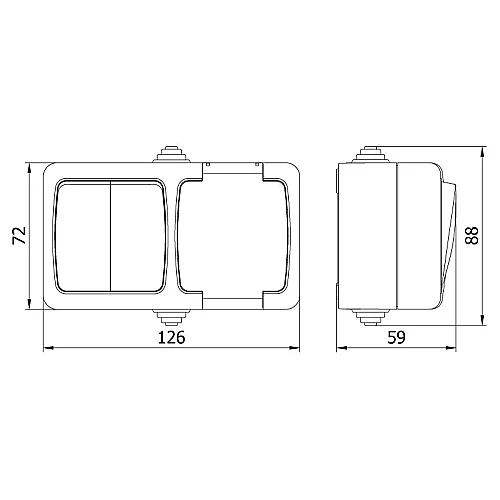 Mete Enerji 40502605 Nemli Yer Yatay 2 Li Komitatör + Kapaklı Topraklı Priz Gri - 2