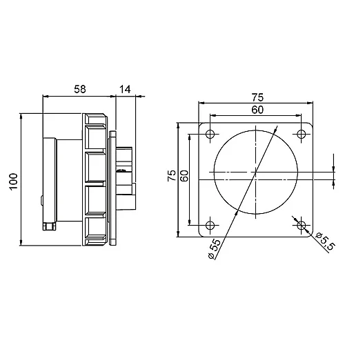 Mete Enerji 406223V 5X32A Makine Fiş Düz Ip67 Vidalı - 2
