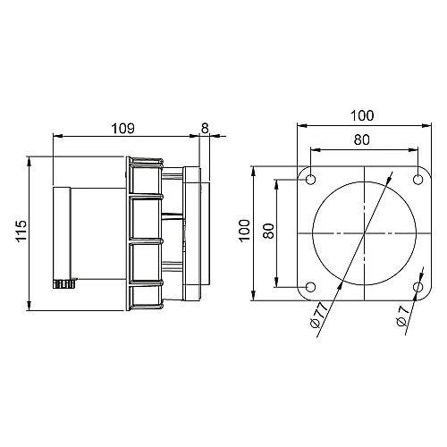 Mete Enerji 406235 5X63A Makine Fiş Düz Ip67 - 2