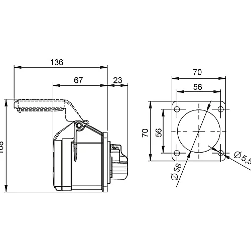 Mete Enerji 406522V 5X32A Makine Priz Düz Ip44 Vidalı - 2