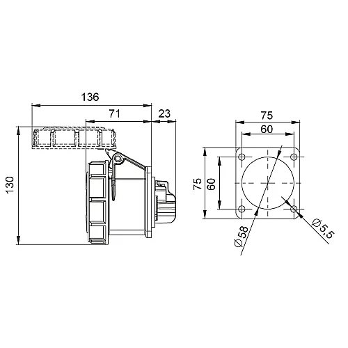 Mete Enerji 406524V 5X32A Makine Priz Düz Ip67 Vidalı - 2