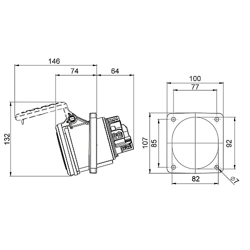 Mete Enerji 406529 4X63A Makine Priz Eğik Ip44 - 2