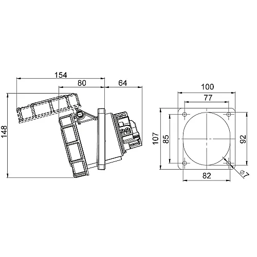 Mete Enerji 406531 4X63A Makine Priz Eğik Ip67 - 2