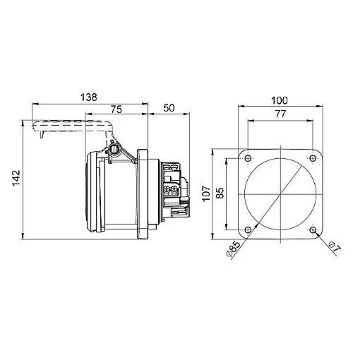 Mete Enerji 406534 5X63A Makine Priz Düz Ip44 - 2