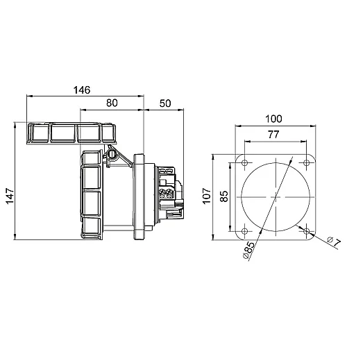 Mete Enerji 406536 5X63A Makine Priz Düz Ip67 - 2