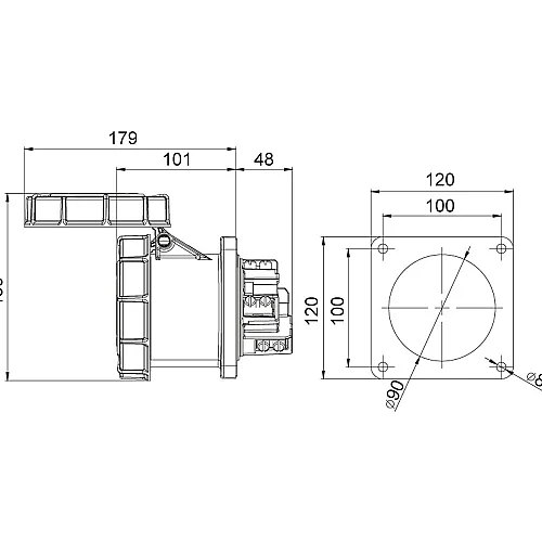 Mete Enerji 406538 4X125A Makine Priz Düz Ip67 - 2