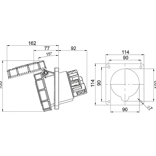 Mete Enerji 406539 5X125A Makine Priz Eğik Ip67 - 2