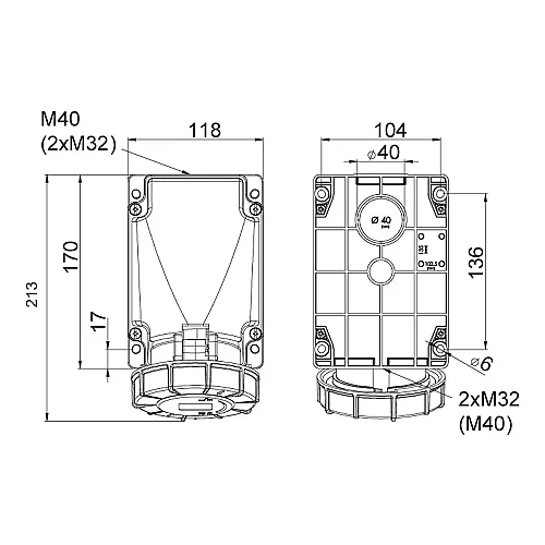 Mete Enerji 406624 5X63A Duvar Priz Eğik Gövdeli Ip67 - 2