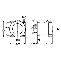 Mete Enerji T13447 4X125A Makine Priz Düz Ip67 - 2