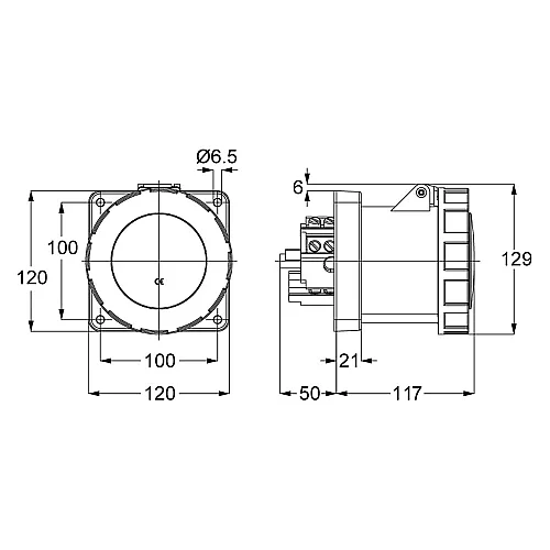 Mete Enerji T13447 4X125A Makine Priz Düz Ip67 - 2