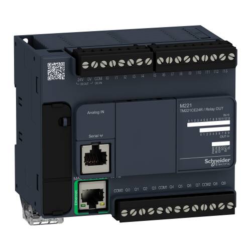 Modicon M221 PLC Kompakt Tip Ethernetli 100-240 V AC 14 / 10 R 2 x 0-10V / - 1 x RS485 - 1