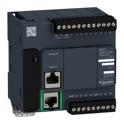 Modicon M221 PLC Kompakt Tip Ethernetli 100-240 V AC 9 / 7 R 2 x 0-10V / - 1 x RS485 - 1