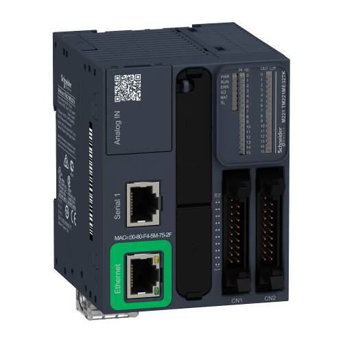 Modicon M221 PLC Modüler Tip Ethernetli 24 V DC 16 / 16 T 2 x 0-10V / - 1 x RS485 - 1