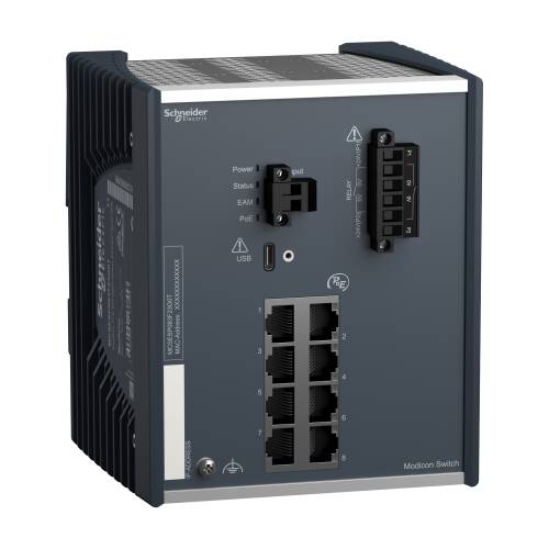 Modicon Poe (Ethernet Üzerinden Güç) Yönetilen Switch - 8 Gigabit Port - Extended Temperature - 1