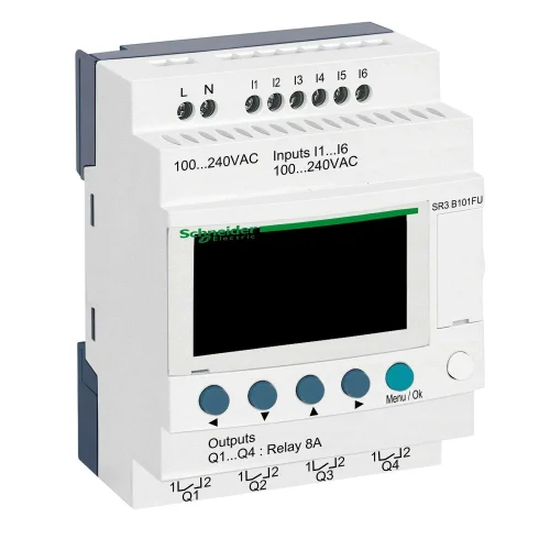 Schneider Electric SR3B101FU Modüler Akıllı Röle Zelio Logic - 10 G Ç - 100..240 V Ac - Saat - Ekran - 1