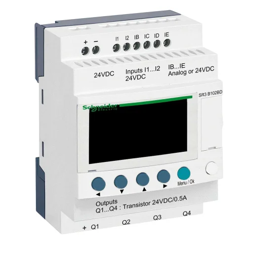 Schneider Electric SR3B102BD Modüler Akıllı Röle Zelio Logic - 10 G Ç - 24 V Dc - Saat - Ekran - 1