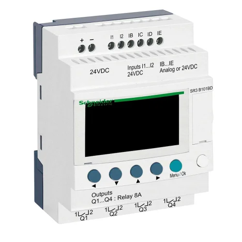 Schneider Electric SR3B101BD Modüler Akıllı Röle Zelio Logic - 10 G Ç - 24 V Dc - Saat - Ekran - 1