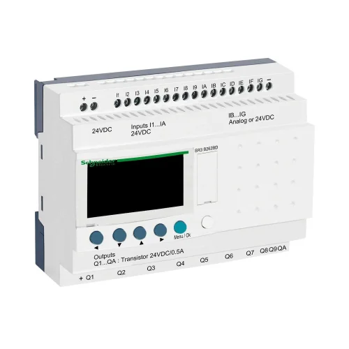 Schneider Electric SR3B262BD Modüler Akıllı Röle Zelio Logic - 26 G Ç - 24 V Dc - Saat - Ekran - 1