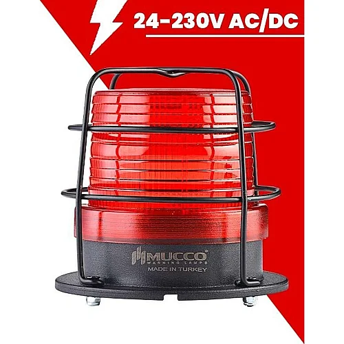 Mucco SNT-112-B-KFS-4 Buzzer'sız Koruma Kafesli Maxi Volt Sinyal İşareti - Kırmızı - 1