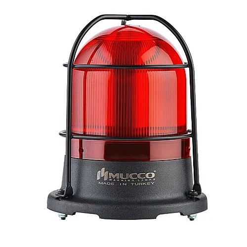 Mucco SNT-115-B-KFS-4 12-24V AC/DC Buzzer'sız 100 Serisi Sinyal Fenceri Ve Koruma Kafesi - Kırmızı - 1
