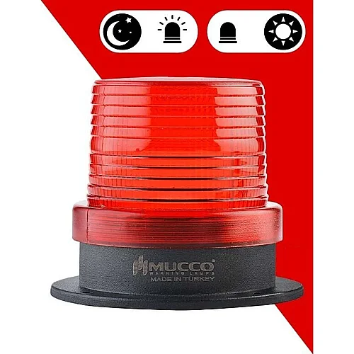 Mucco SNT-115-B-ND-5 12-24V AC/DC Buzzer'sız Fotosel Sinyal İşareti - Kırmızı - 1