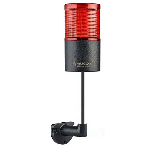 Mucco SNT-7012-S1-4-L-10U 12-24V AC/DC Flaşörlü Buzzer'sız Tek Katmanlı Duvar Yığınlı Işıklar 10cm - Kırmızı - 1