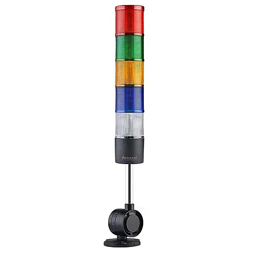 Mucco SNT-7013-C5-D-10U 12-24V AC/DC Flaşörlü Buzzer'sız Beş Katmanlı 10cm Katlanabilir Taban Yığın Işıkları - 1