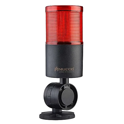 Mucco SNT-7013-D1-1-D 12-24V AC/DC Döner Işık Buzzer'sız Uzantı Olmadan Tek Katmanlı Katlanabilir Taban Yığın Işıkları - Kırmızı - 1