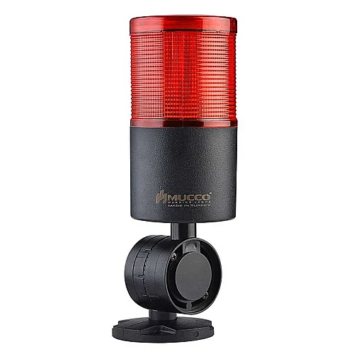 Mucco SNT-7013-S1-1-D 12-24V AC/DC Sabit Işık Buzzer'sız Uzantı Olmadan Tek Katmanlı Katlanabilir Taban Yığın Işıkları - Kırmızı - 1